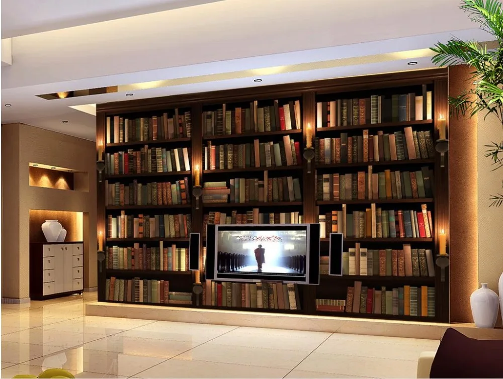 3d جداريات خلفيات خزانة الكتب رف صور جداريات خلفيات زخرفة المنزل