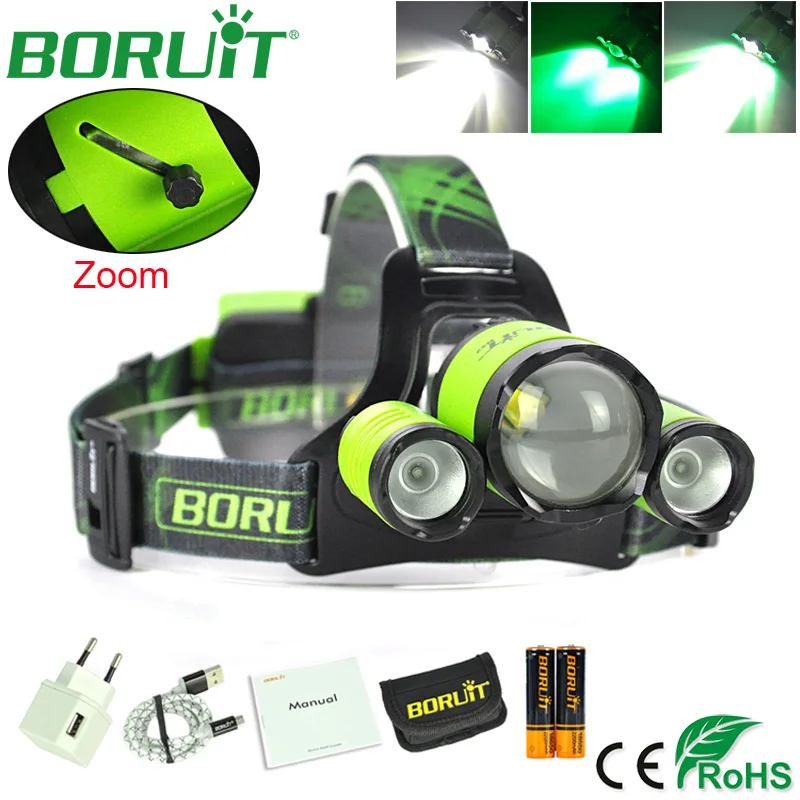 

BORUiT XML L2 LED Headlamp Flashlight Zoomable Rechargeable Headlight Portable Camping Hunting Head Torch Light 18650 Battery