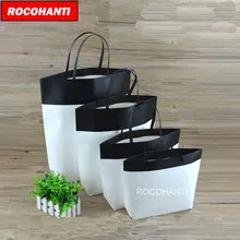50X плотная белая и Черная бумажная сумка-лодка, европейские хозяйственные сумки с ручкой, печать логотипа на заказ F2127