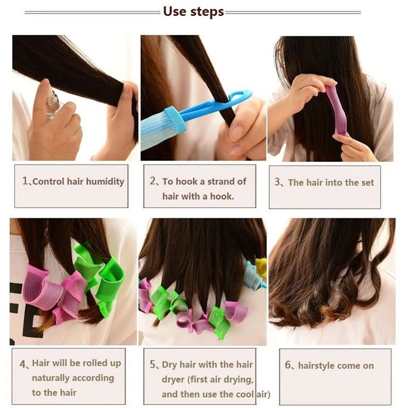 Pro Magic Soft Hair Curler Roller Curl DIY Salon Hair Styling Too l25cm of 12 x Waves Roll +1 Hair Pulling Stick Pro Magic Soft Hair Curler Roller Curl DIY Salon Hair Styling Too l25cm of 12 x Waves Roll +1 Hair Pulling Stick