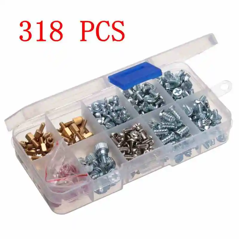 

High Quality Best Price 318PCS Computer Screws Kits For Motherboard PC Case CD-ROM Hard Disk Notebook With Free Plastic Box