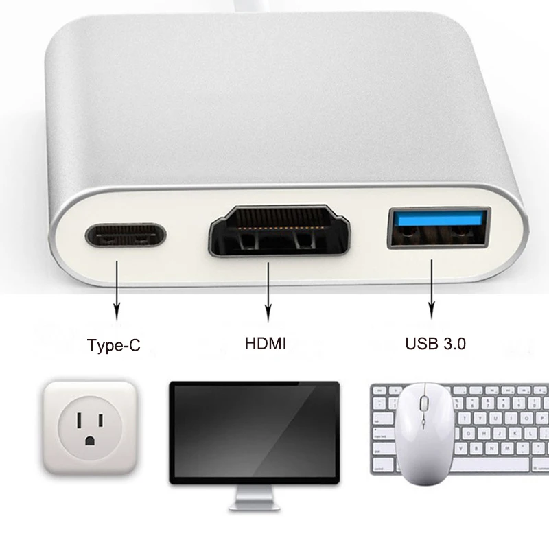 USB C концентратор HDMI адаптер концентратор USB Type C к Hdmi 4K USB 3,0 порт с USB-C питания для Macbook 12 дюймов Pro для Dell XPS 13