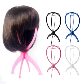 

1 Piece Colorful Wig Stands Plastic Hat Display Wig Hair Hat Cap Holder Stand Display Tool Mannequin Portable Folding Adjustable