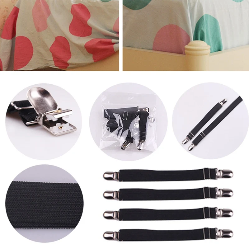 

4Pcs/Set Adjustable Bed Sheet Clips Cover Grippers Holder Mattress Blanket Fastener Straps Fixing Slip-Resistant Belt