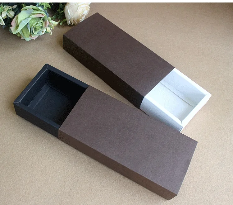 100 шт 22,9*11*4,5 см крафт-бумага Подарочный ящик выдвижного типа упаковочная коробка для носков/шарфов/нижнего белья lin5150