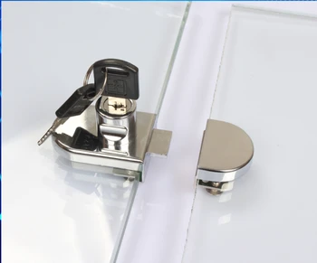 

Hot,Glass display cabinet/Showcase locks, Zinc Alloy,5-8mm glass, single/Double door,No need drilling,easy to install