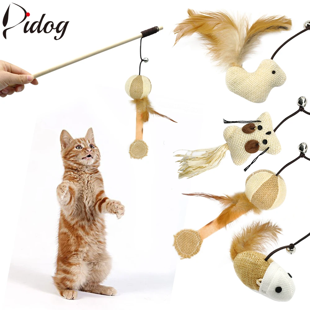 

Cat Mouse Toy Interactive Pet Toy Feather Wand Toy For Cats Kitten Playing