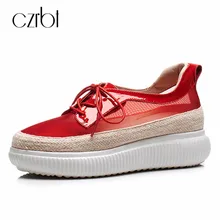 CZRBT/ г. женская обувь Летняя женская повседневная обувь из натуральной кожи обувь на плоской платформе со шнуровкой Женская дышащая Демисезонная обувь