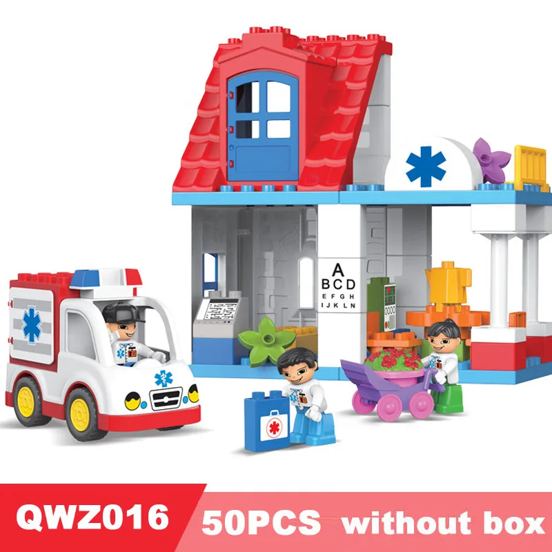 QWZ 35-120 шт Городская больница спасательный большой строительный блок частиц Детская Игрушка Город Модель скорой помощи DIY кирпичная игрушка