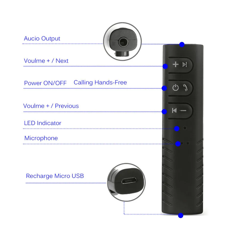 Wireless Car Bluetooth Aux Audio Receiver Adapter 4.1 Bluetooth Hands Free Car Kit 3.5mm jack Bluetooth Handsfree Music Receiver (7)