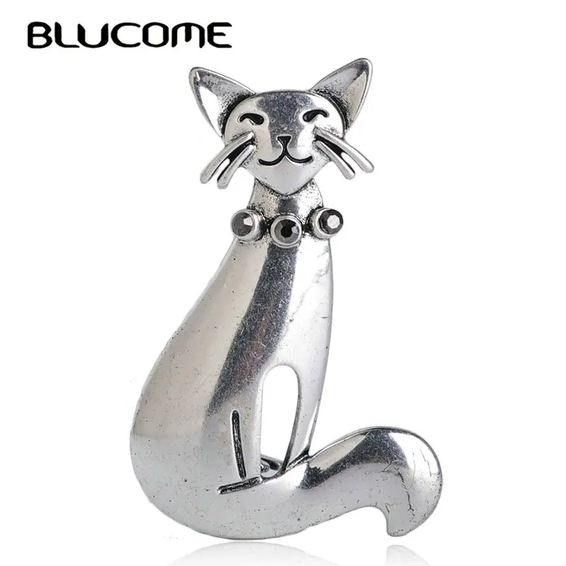 

Blucome Hot Fashion Cute Kitten Cat Shape Brooch Sliver Color Women Girls Child Accessories Scarf Buckle Suit Bag Pins Jewelry