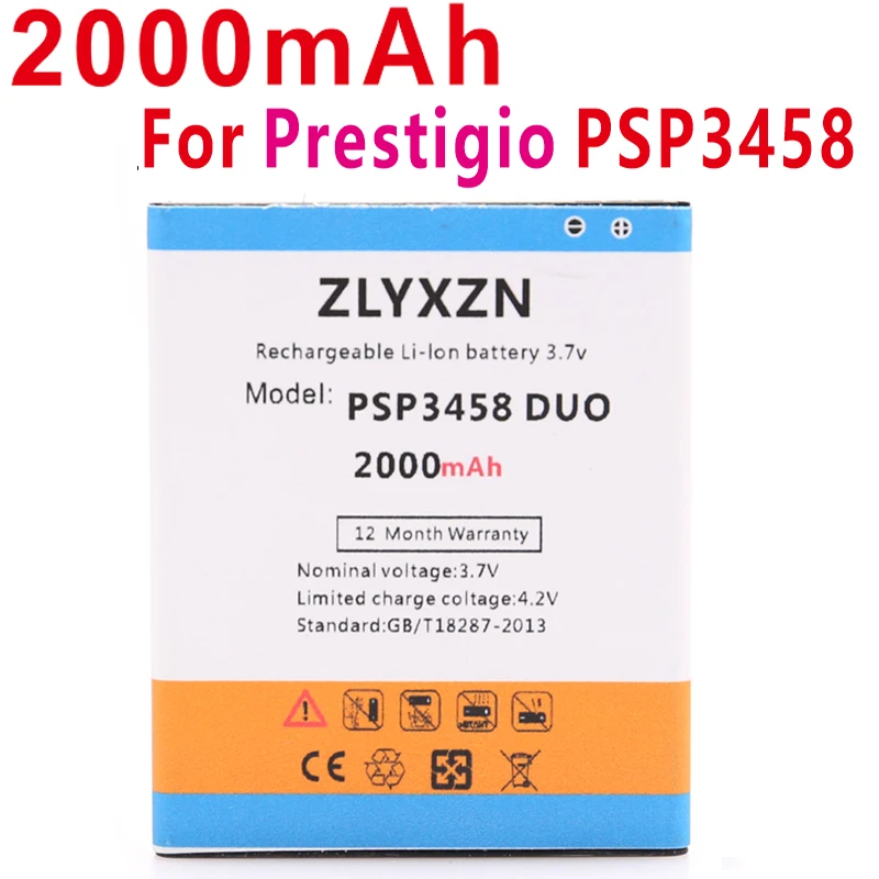 

New 2000mAh PSP3458 DUO Replacement Battery For Prestigio Wize O3 PSP3458DUO PSP 3458 Baterij Batterie Mobile Phone Batteries