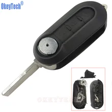 OkeyTech 3 Buttons Smart Remote Flip Car Key Case Shell for Fiat 500 Car-Styling Replacement Accessaries Keyless Entry Fob Cover