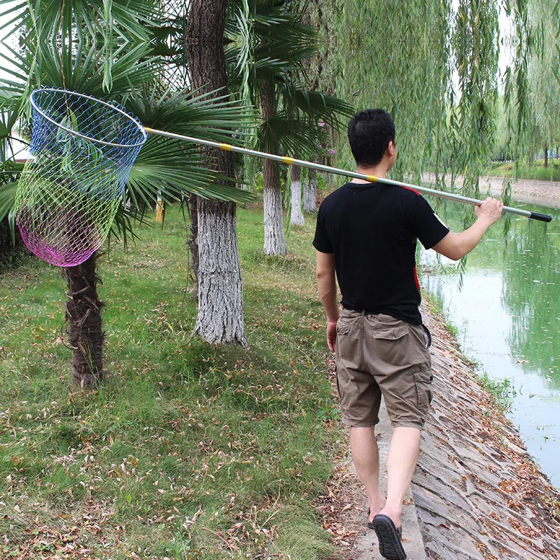 

180cm 220cm 250cm 300cm 400cm Folding Fishing Net Retractable Telescoping Aluminum Alloy Pole Super Large Folding Landing Net
