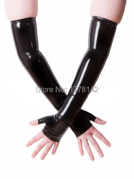 Пикантные женские латексные длинные перчатки опера без пальцев Фетиш связывание варежки резиновые рукавицы Gummi резиновые перчатки