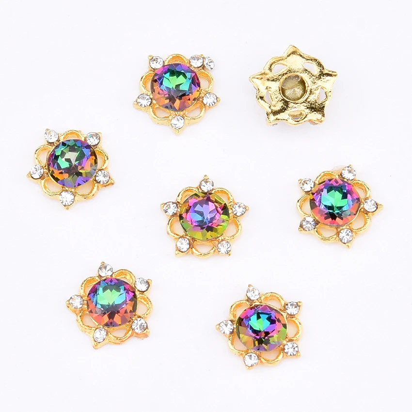 10pcs 3d nail gem Satr rainbow stones nails decoration Satrfish flower pearl designs nailart rhinestones crystal jewelry Y1216