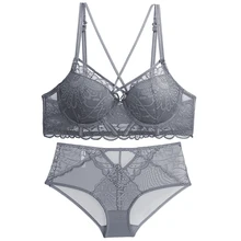 Модное женское нижнее белье, комплект с бюстгальтером, пуш-ап, бюстгальтер с крестиком, толстый глубокий v-образный вырез, сексуальные бюстгальтеры и Трусики с высокой талией, кружевные комплекты нижнего белья