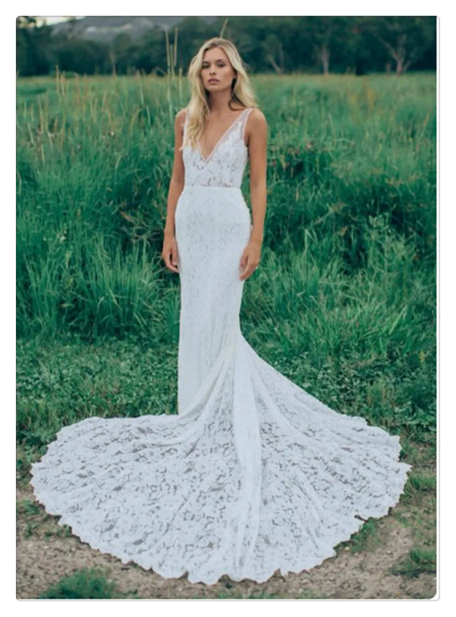 Лори Сексуальная 2019 халат de soiree кружевное свадебное платье с v-образным вырезом длинное свадебное платье суд Поезд Высокое качество