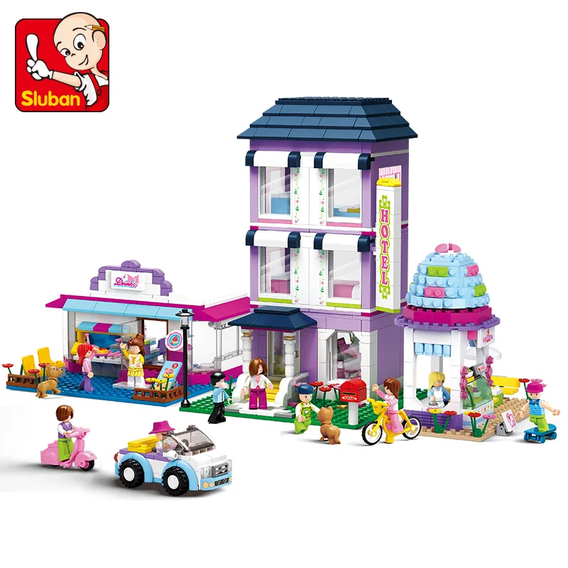 SLUBAN 0579 Model building kits City street city 3D blocks Educational