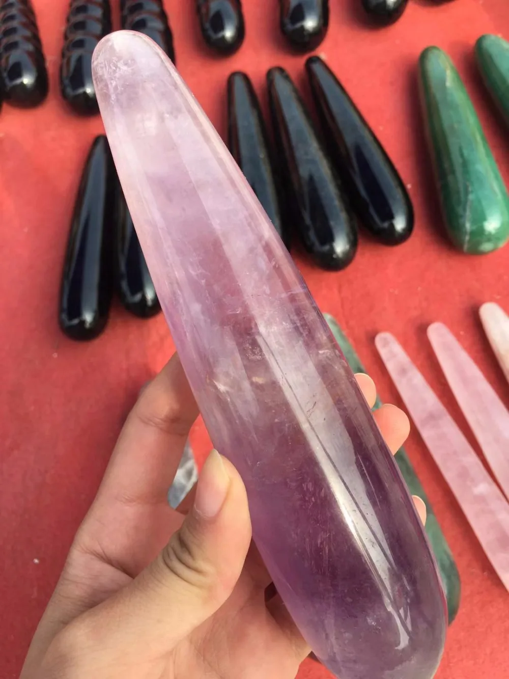 

100% Natural amethyst quartz crystal wand handmade carved polished massage stick healing crystal gemstone yoni wand for women