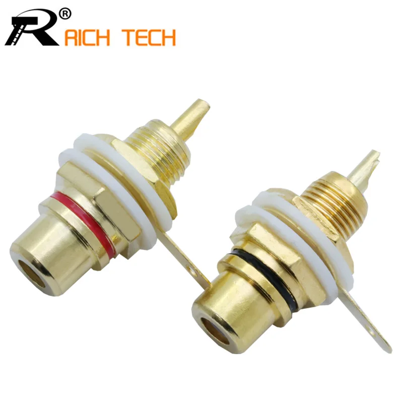 

10pcs/5pairs RCA Wire Connector Gold plated RCA Jack Panel Mount Chassis Audio Socket Plug Bulkhead with NUT Solder CUP