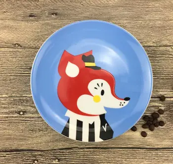 

cute fox dish Creative ceramic plate children cartoon tableware diameter 20cm
