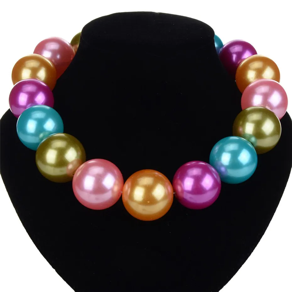 

3 Colors Chunky Big Choker Large Big Resin Pearl Bridal Wedding Necklace Round Faux Pearls 30mm Statement Strand Necklaces