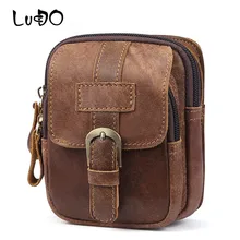 LUCDO, натуральная кожа, мужские сумки на пояс, сумка для мобильного телефона, Vinatge, Ретро стиль, мужская, Воловья кожа, на бедрах, поясная сумка, маленькая поясная сумка