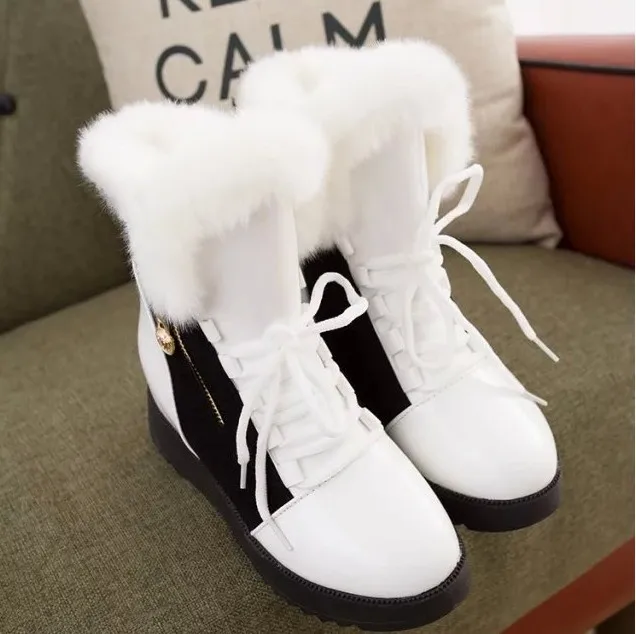 Г., модные женские полуботинки зимние короткие теплые ботинки женская обувь на платформе с теплым мехом и плюшем женская обувь на меху Botas Mujer