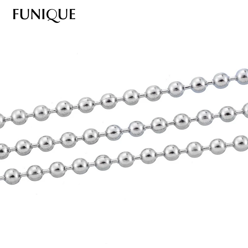 FUNIQUE 10M 2mm Stainless Steel Necklace Chains Ball Chains for Jewelry