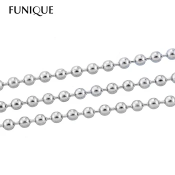 

FUNIQUE 10M 2mm Stainless Steel Necklace Chains Ball Chains for Jewelry DIY Necklace Jewelry Findings Silver Tone Wholesale