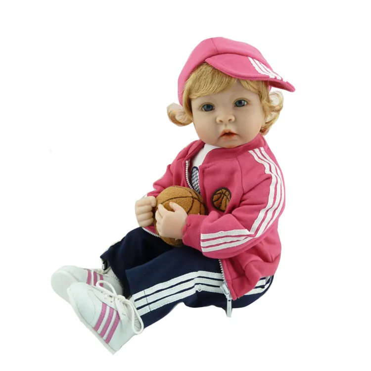 Lovely Silicone Reborn Babies Doll Toy 55cm Lovely NewBorn Sports Girl Baby Birthday Gift Present Girl Brinquedos Play House Toy