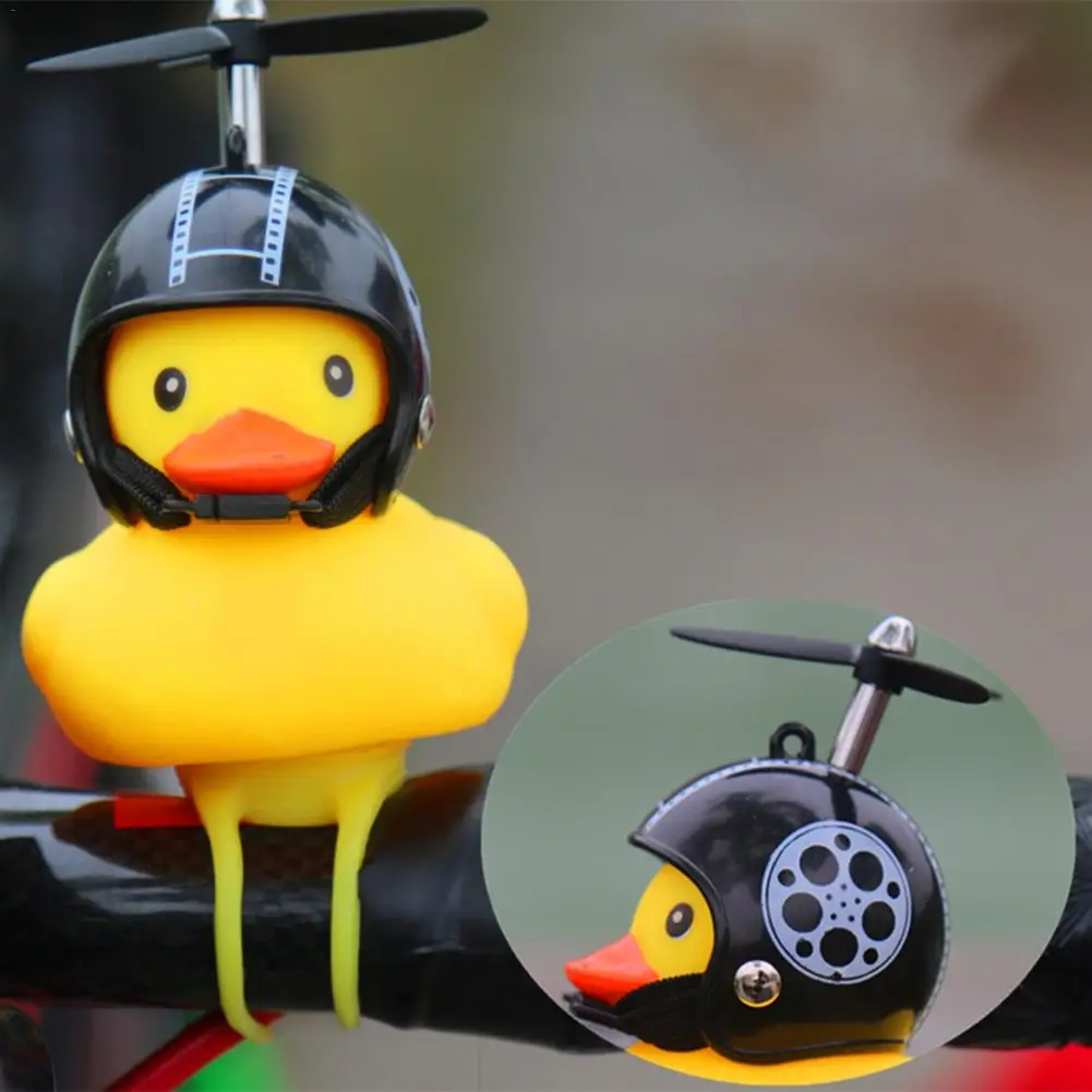 Discount Bike Horn Bicycle Lights Bell Lovely Cute Duck Squeeze Helmet Electric Car Horn Lamp for Children Adults 27