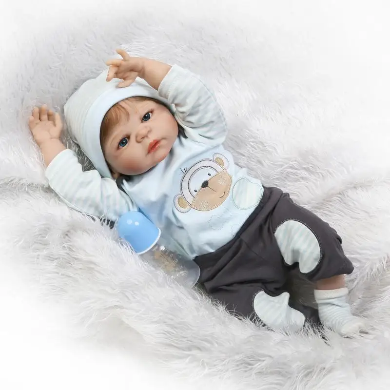 

55cm Full Silicone Body Reborn Baby Doll Toys Like Real 22inch Newborn Boy Babies Toddler Dolls Birthday Present Girls Bathe Toy
