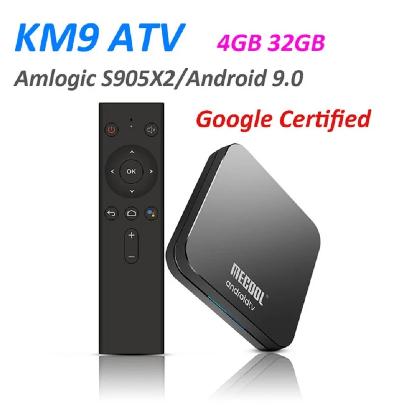 MECOOL 50PCS/Lot KM9 ATV Android 9.0 Smart TV BOX Amlogic S905X2 Quad core 4G DDR4 32G EMMC ROM pro