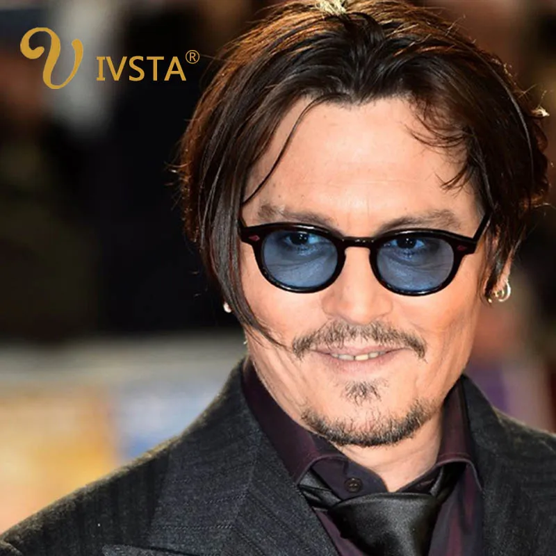 IVSTA Jonny Depp, мужские солнцезащитные очки, Tony Stark, Ретро стиль, готический стиль, стимпанк, Круглый оттенок, океанские линзы, вечерние, праздничные