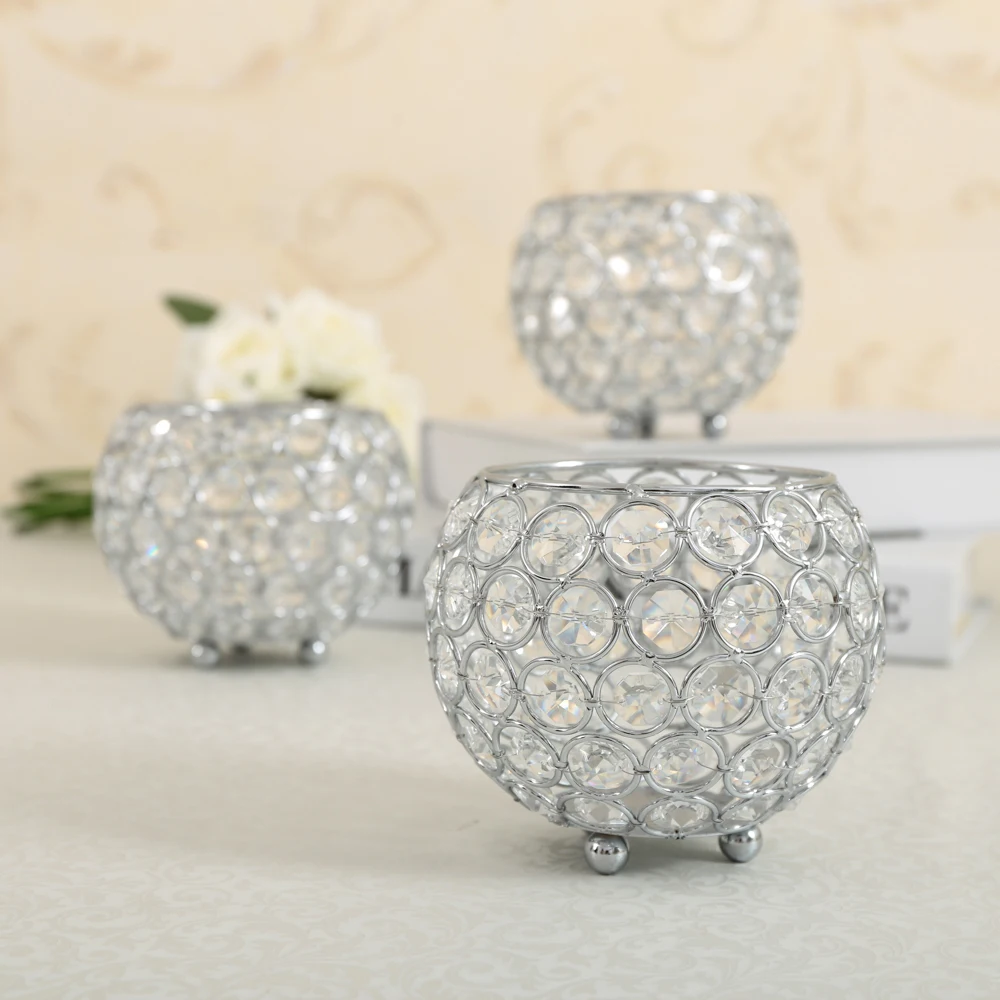 Crystal Tealight Candle Lantern Bowl Holders Mumluka for Wedding Party
