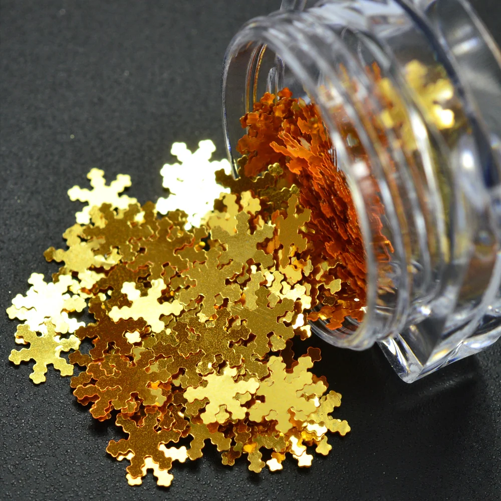 1Pcs 3D Colorful Snowflakes Winter Christmas Style Nail Art Glitter Stickers Powder Nail Gel Tools For Nail DIY Decoration TR396