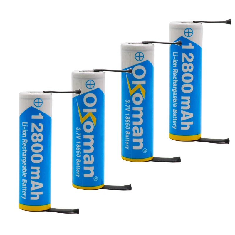 Okoman 18650 3,7 V 12800mAh 18650 перезаряжаемая литиевая батарея для батареи+ DIY никель