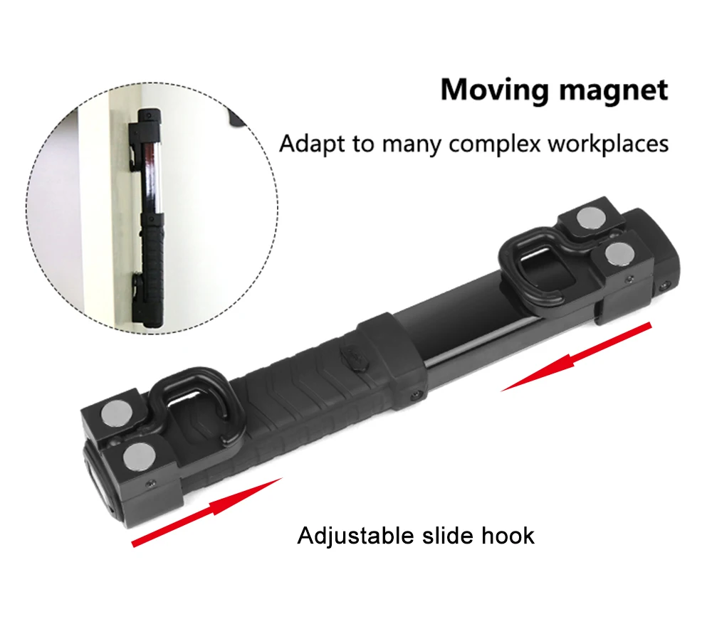 Магнитный флэш-светильник COB+ светодиодный рабочий светильник USB флэш-светильник перезаряжаемый фонарь, Ремонтный светильник с крюком, портативный флэш-светильник