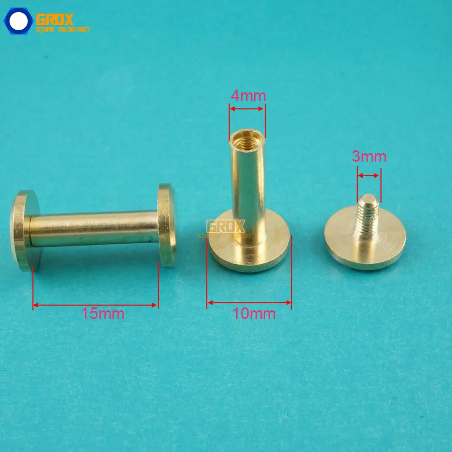 50 conjunto de 1015mm latao rebite parafuso 01