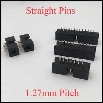 

DC3 6P 8P 10P 14P 16P 6 8 10 14 16 Pins 1.27mm Pitch Straight Double Row Connector IDC ISP JTAG Male Header Horn Socket Box