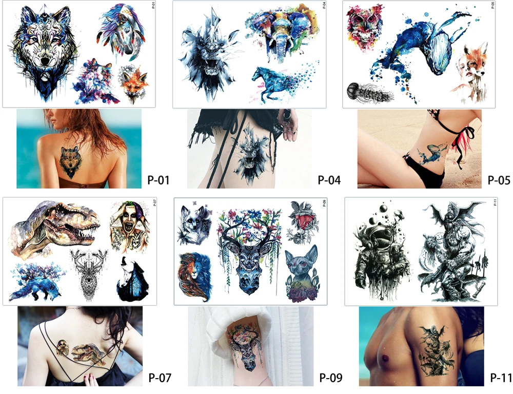 Glaryyears, 25 дизайнов, 1 лист, цветная татуировка для рисования, фламинго, милый кот, искусство, Временный макияж, тату, наклейка, мода, P серия