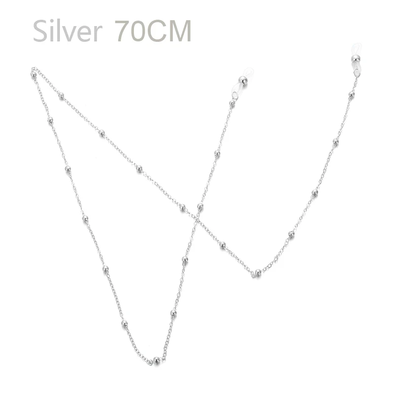 1Pcs Eyeglasses Chains for Women Metal Sunglasses Reading Glasses Cords Vintage Glasses Holder Strap Lanyards Eyewear Necklace - Цвет: 70cm silver