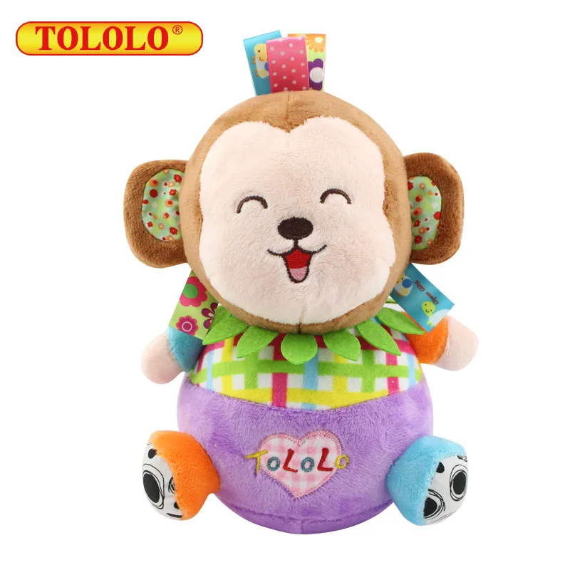 Monkey Animal Tumbler Plush Toys 0-1-3 Year Old Infant Fun Shake Doll Monkey Animal Tumbler Plush Toys 0-1-3 Year Old Infant Fun Shake Doll