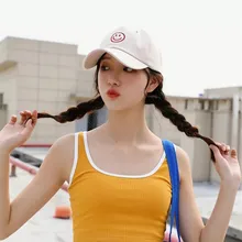 Летняя бейсболка Новая модная женская Шапка Молодежная с надписью Smiley Face Хлопковые женские спортивные шапки с вышивкой в стиле хип-хоп бейсболка