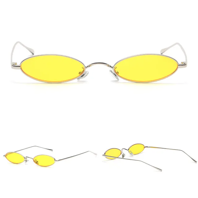 New Small Oval Sunglasses For Men 2018 Male Retro Metal Frame Yellow