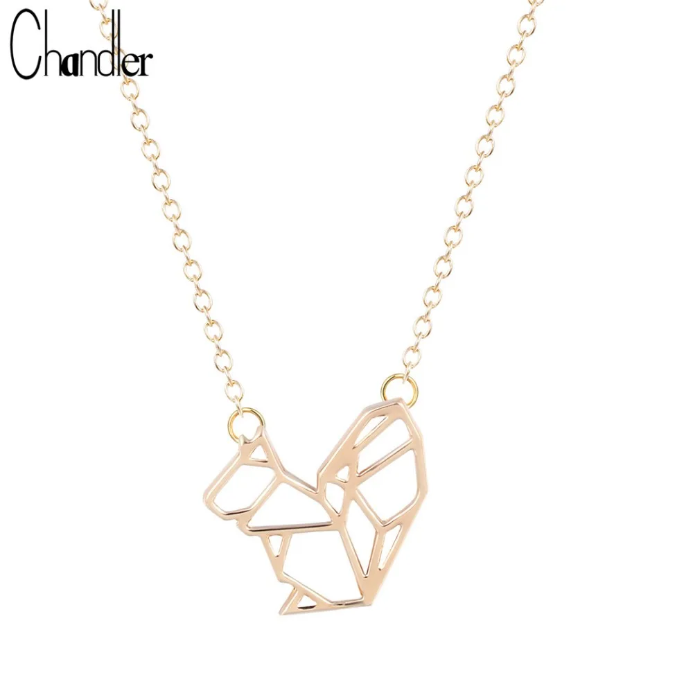 

Chandler New Arrival Silver White Solid Plated Cute Hollow Origami Squirrel Necklace Animal Shape Pendant Fashion Jewelry Gift