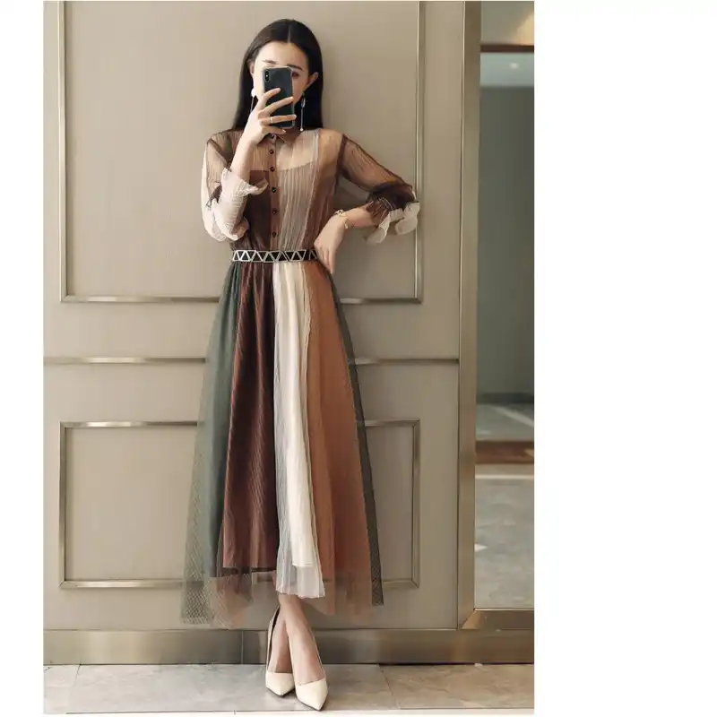long sleeve a line midi dress