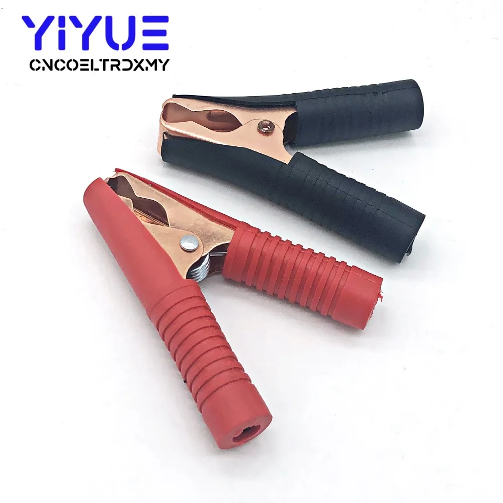 

2pcs Car Alligator Clips Plastic Handle Battery Clamps Cable Lead Testing Metal Crocodile Clip 100A Red+Black